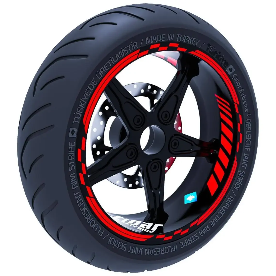 Çınar Extreme Moto Gp Iç Dış Jant Şeridi Takım Sticker Reflektif & Floresan Renkler Çınar Extreme