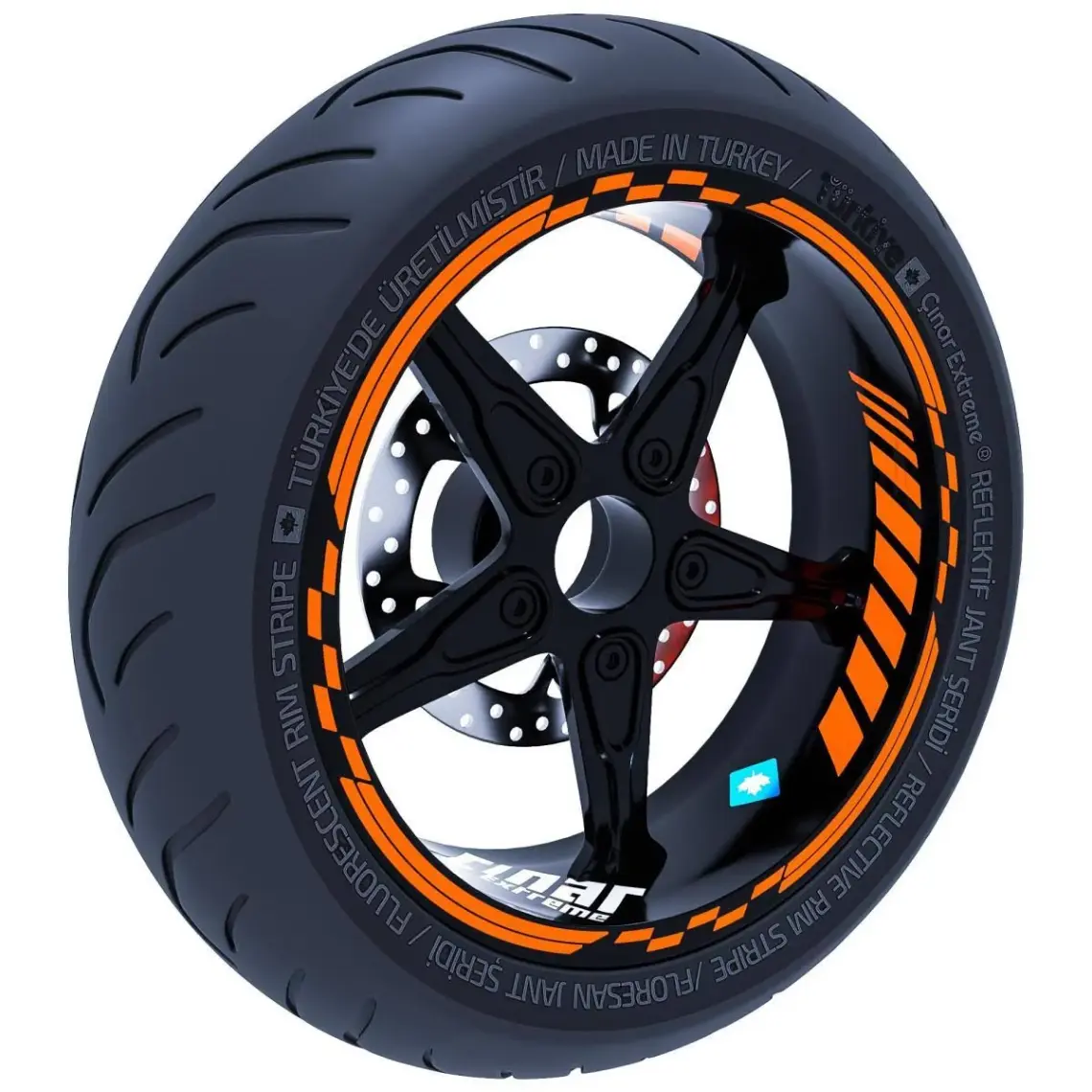 Çınar Extreme Moto Gp Iç Dış Jant Şeridi Takım Sticker Reflektif & Floresan Renkler Çınar Extreme
