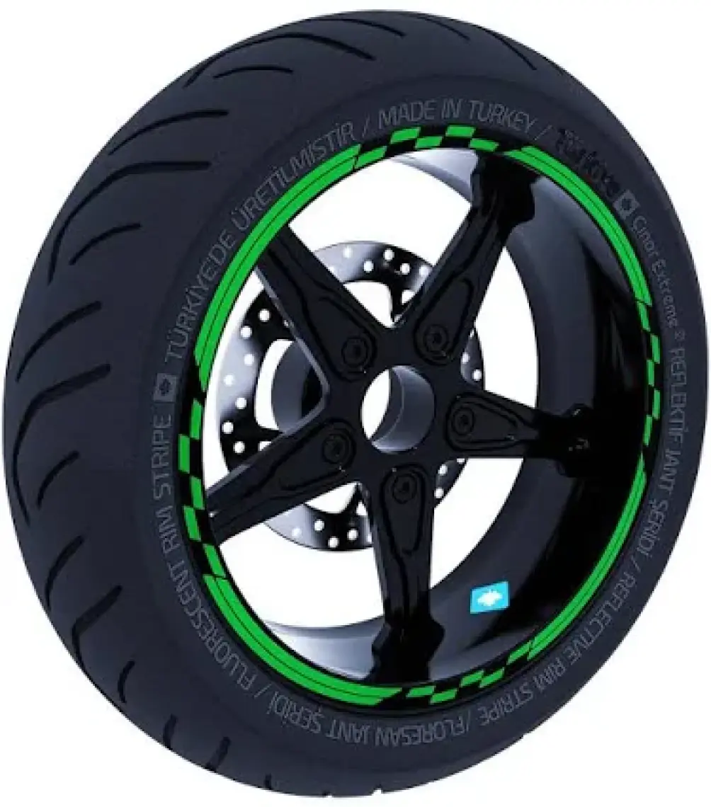 Çınar Extreme Moto Gp Yarış Bayraklı Jant Şeridi Sticker Reflektif & Floresan Renkler Çınar Extreme