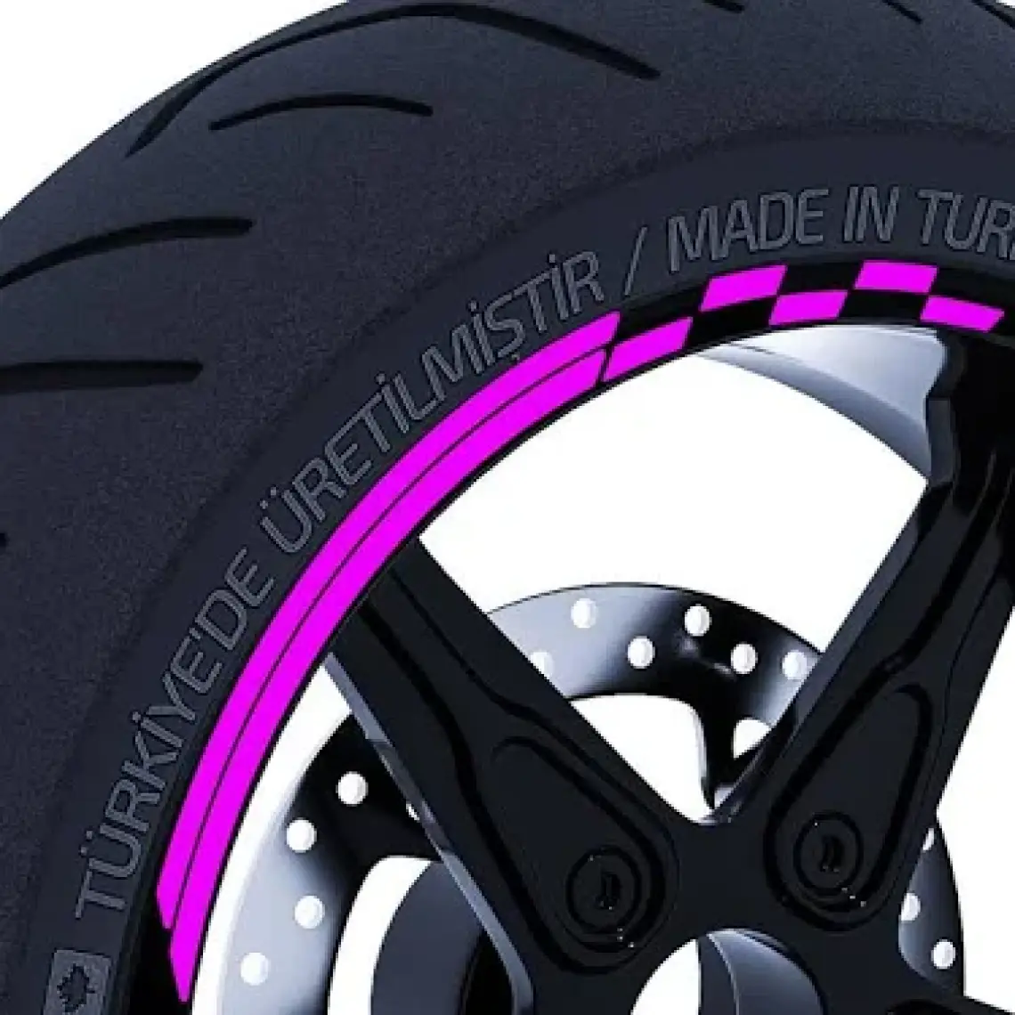 Çınar Extreme Moto Gp Yarış Bayraklı Jant Şeridi Sticker Reflektif & Floresan Renkler Çınar Extreme