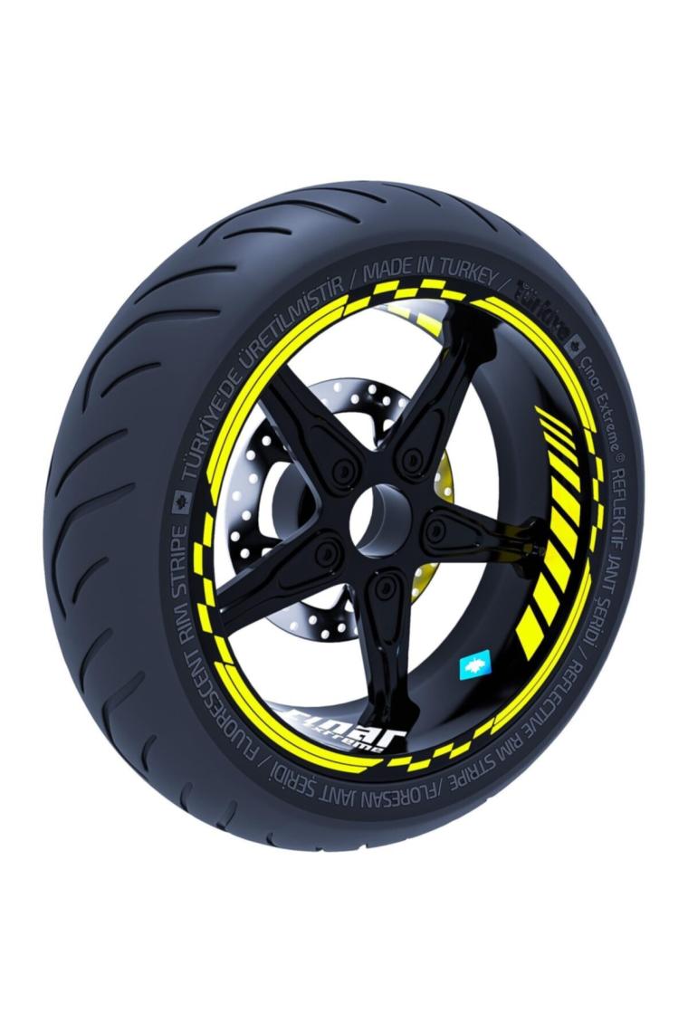 Floresan Sarı Moto Gp Iç Dış Jant Şeridi Takım Sticker