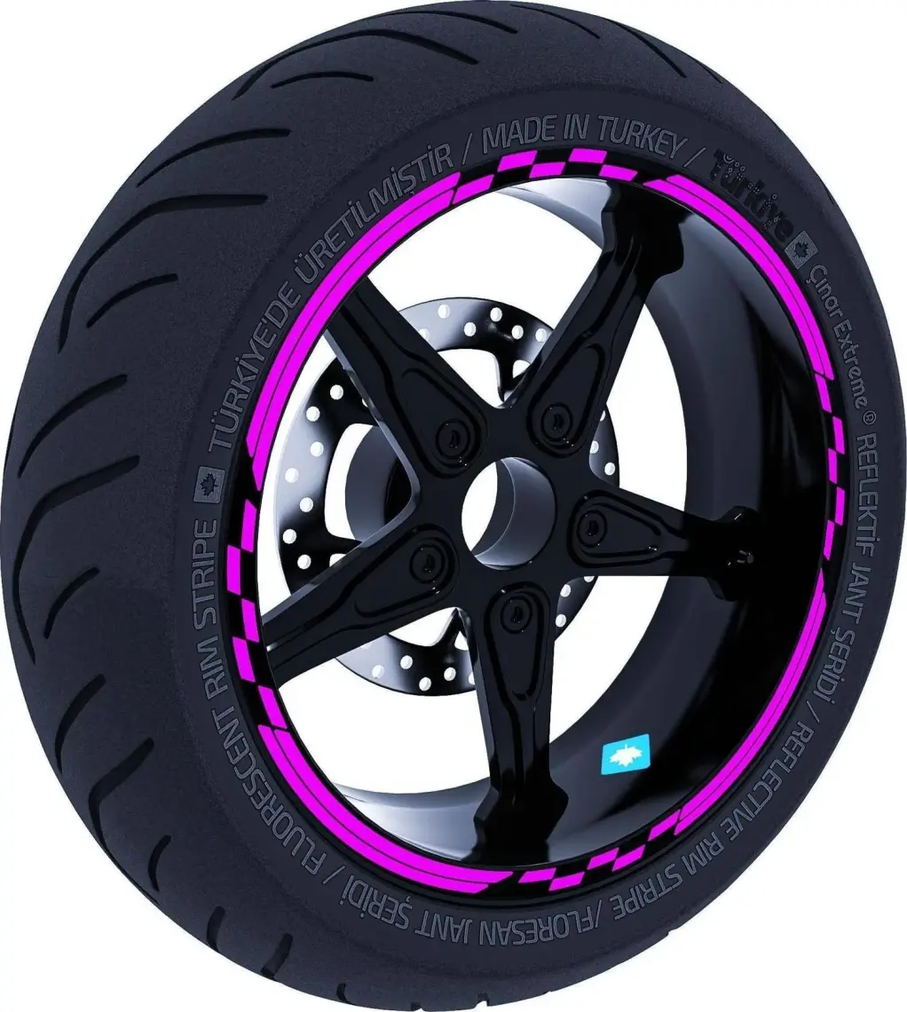 Çınar Extreme Moto Gp Yarış Bayraklı Jant Şeridi Sticker Reflektif & Floresan Renkler Çınar Extreme