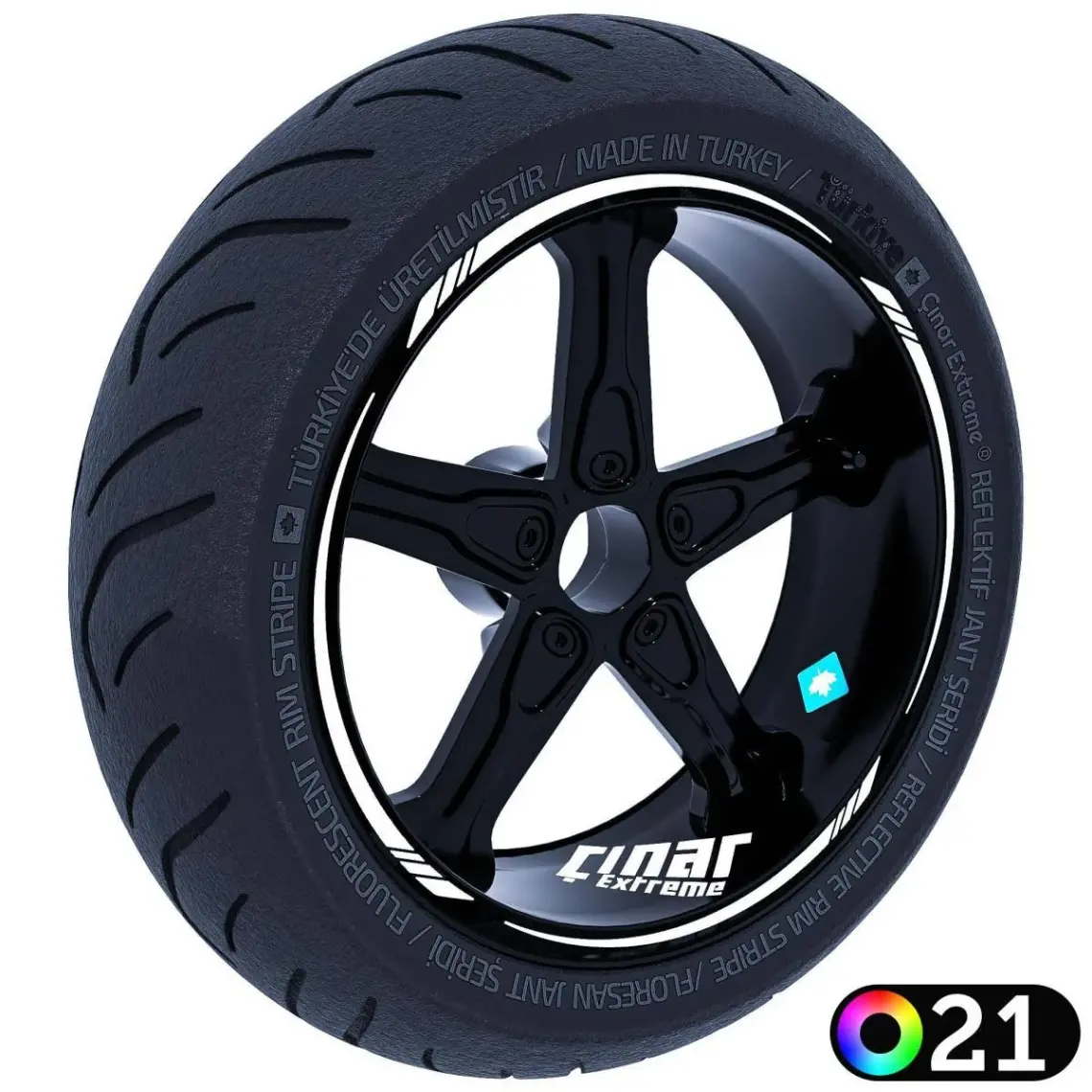 Çınar Extreme 4 Parçalı Keskin Jant Şeridi Sticker Reflektif, Floresan, Özel Renkler Çınar Extreme