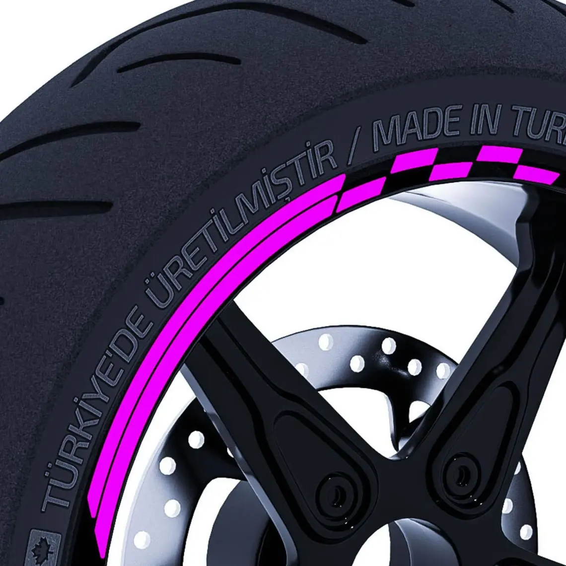 Moto Gp Yarış Bayraklı Jant Şeridi Sticker Reflektif & Floresan Renkler Çınar Extreme