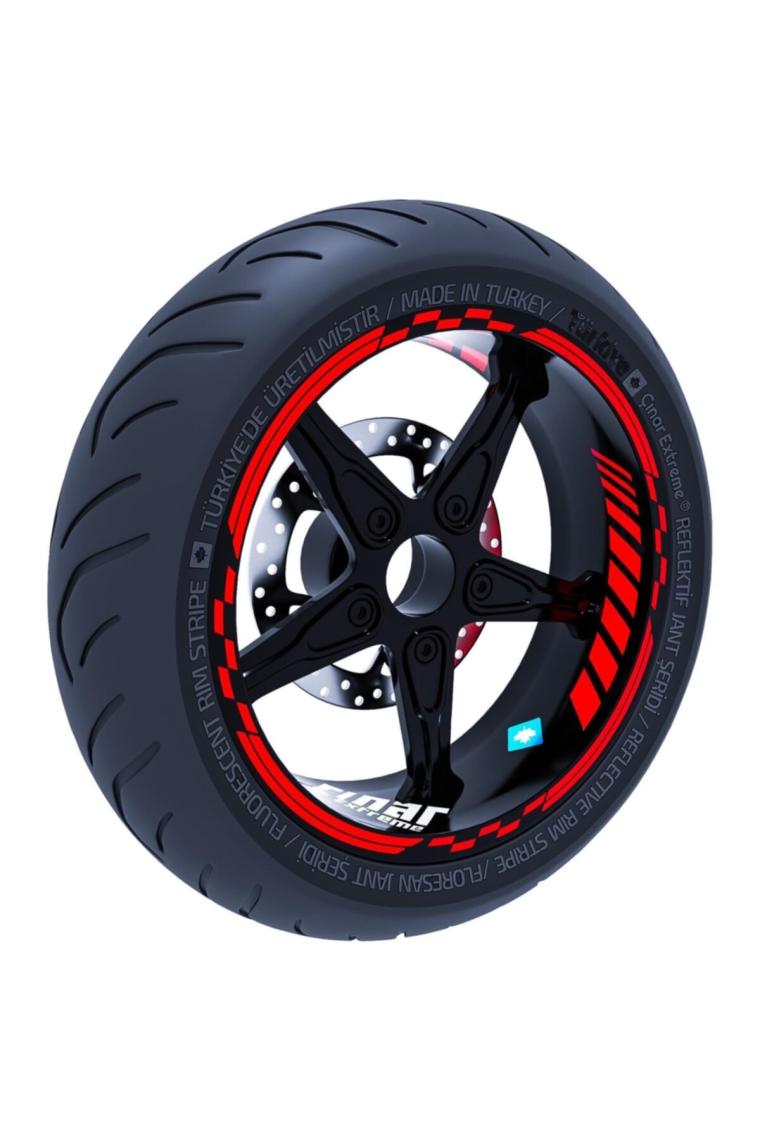 Reflektif Kırmızı Moto Gp Iç Dış Jant Şeridi Takım Sticker