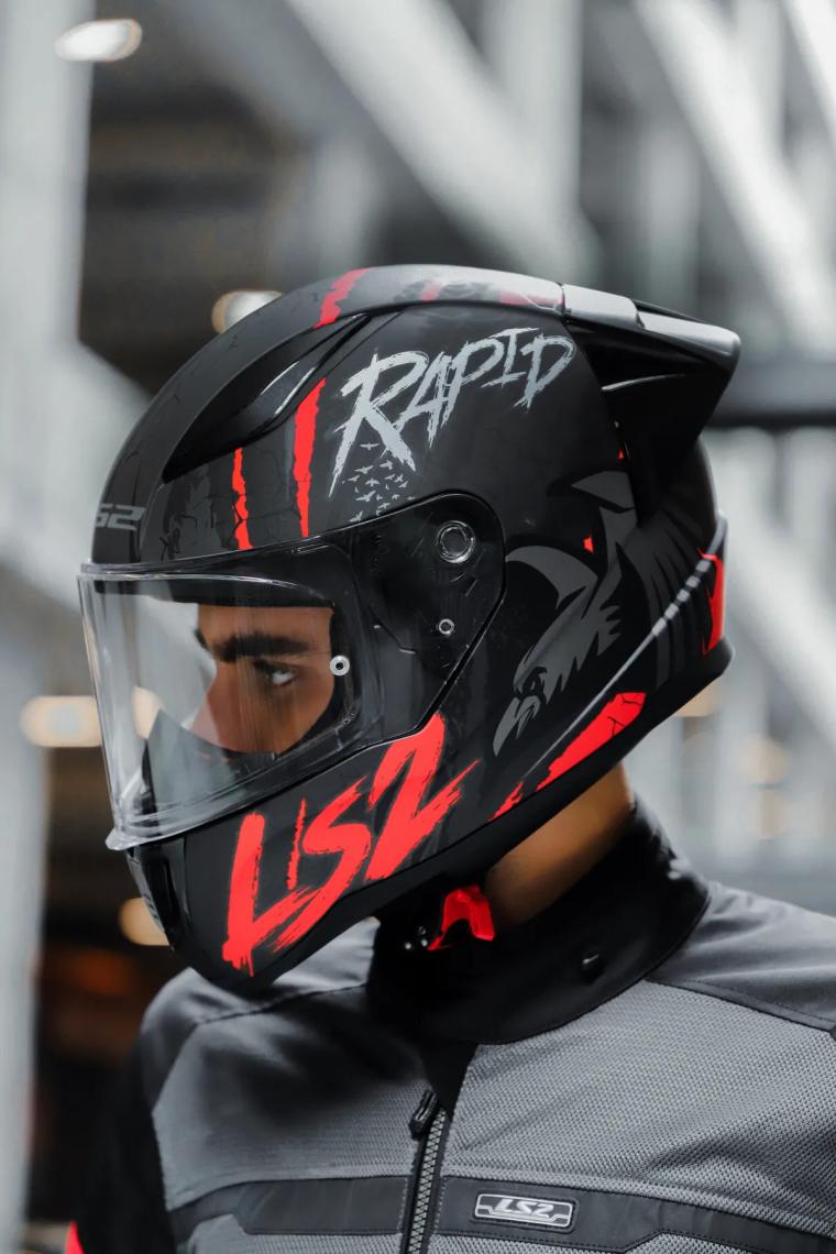 Ls2 Rapıd 2 Raven Mat Siyah-Beyaz-Kırmızı Kask