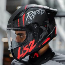 Ls2 Rapıd 2 Raven Mat Siyah-Beyaz-Kırmızı Kask