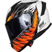 Mts M-910 Beyaz-Siyah-Turuncu Güneş Vizörlü Kask (Siyah Camlı)