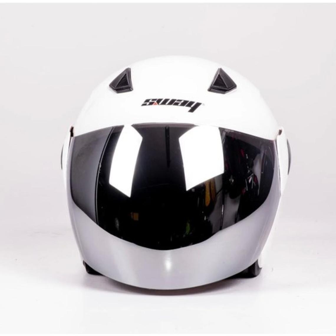 Sway Kask SW-733 Yarım Aynalı Camlı Beyaz