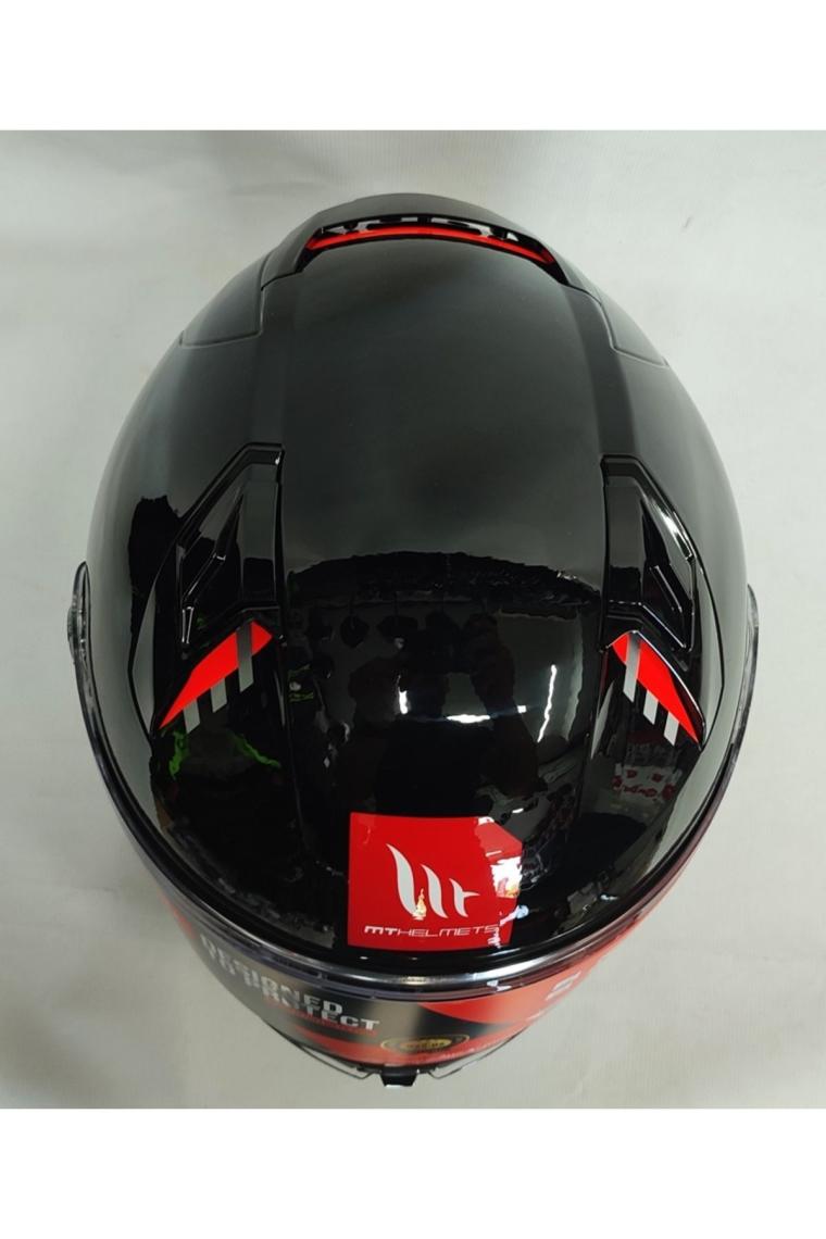 mt Revenge 2 Solıd A11 Gloss Black Şeffaf Vizörlü