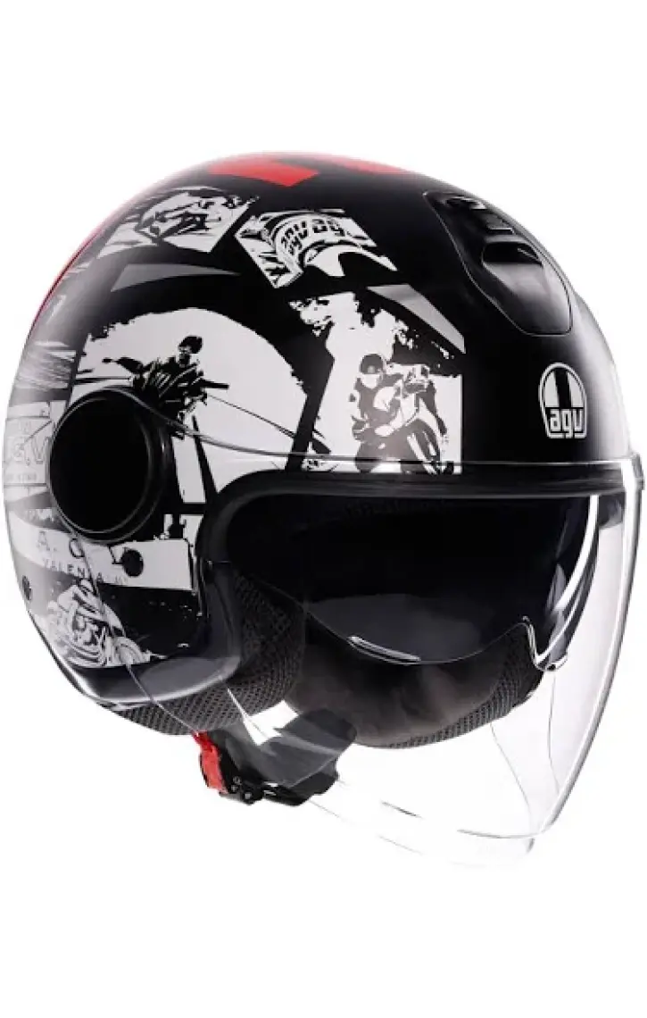 Agv Eteres  History Matt Black White Red  Açık Kask
