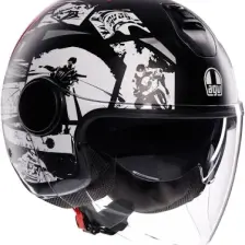 Agv Eteres  History Matt Black White Red  Açık Kask