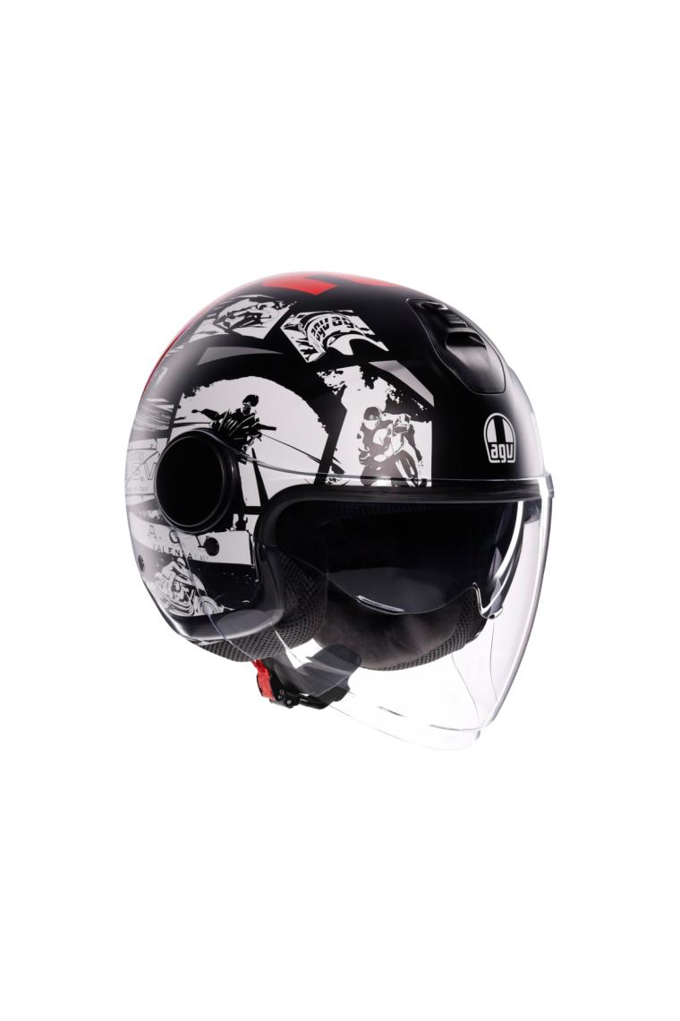 Agv Eteres  History Matt Black White Red  Açık Kask