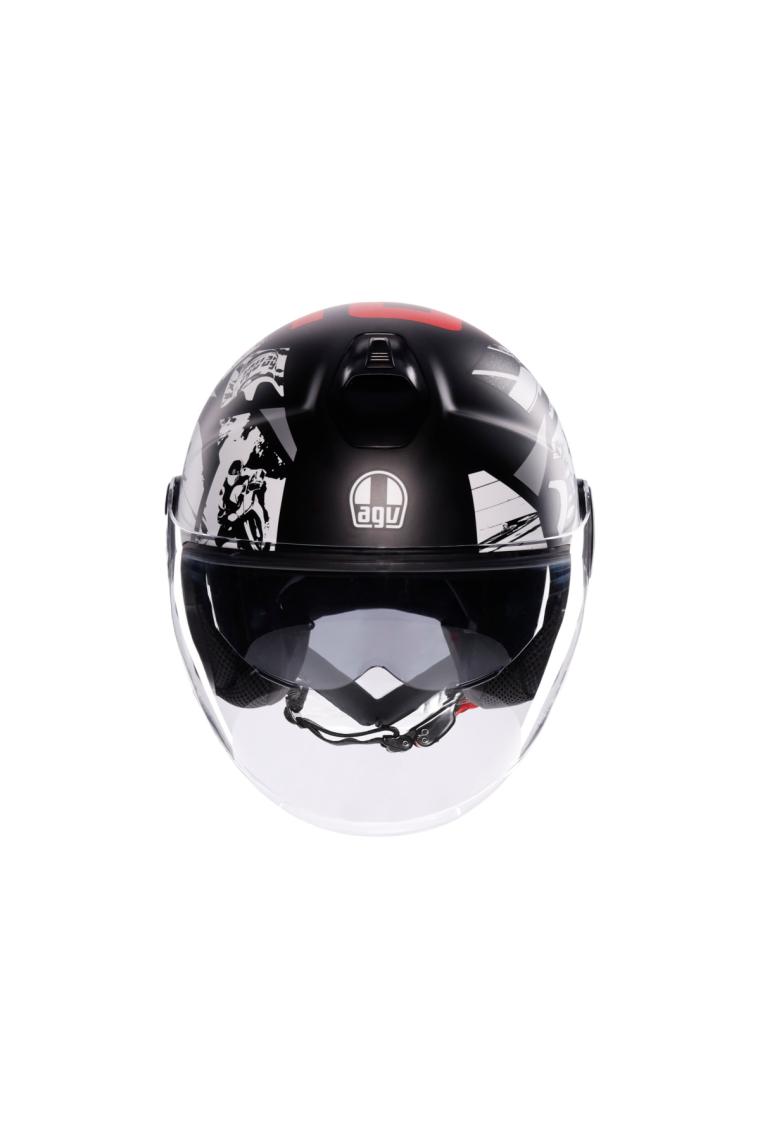 Agv Eteres  History Matt Black White Red  Açık Kask