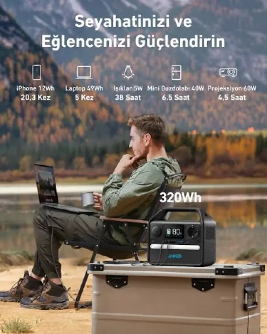 Anker SOLIX 522 PowerHouse 300Wh I 300W Taşınabilir Güç Kaynağı - A1721 (Anker Türkiye Garantili)