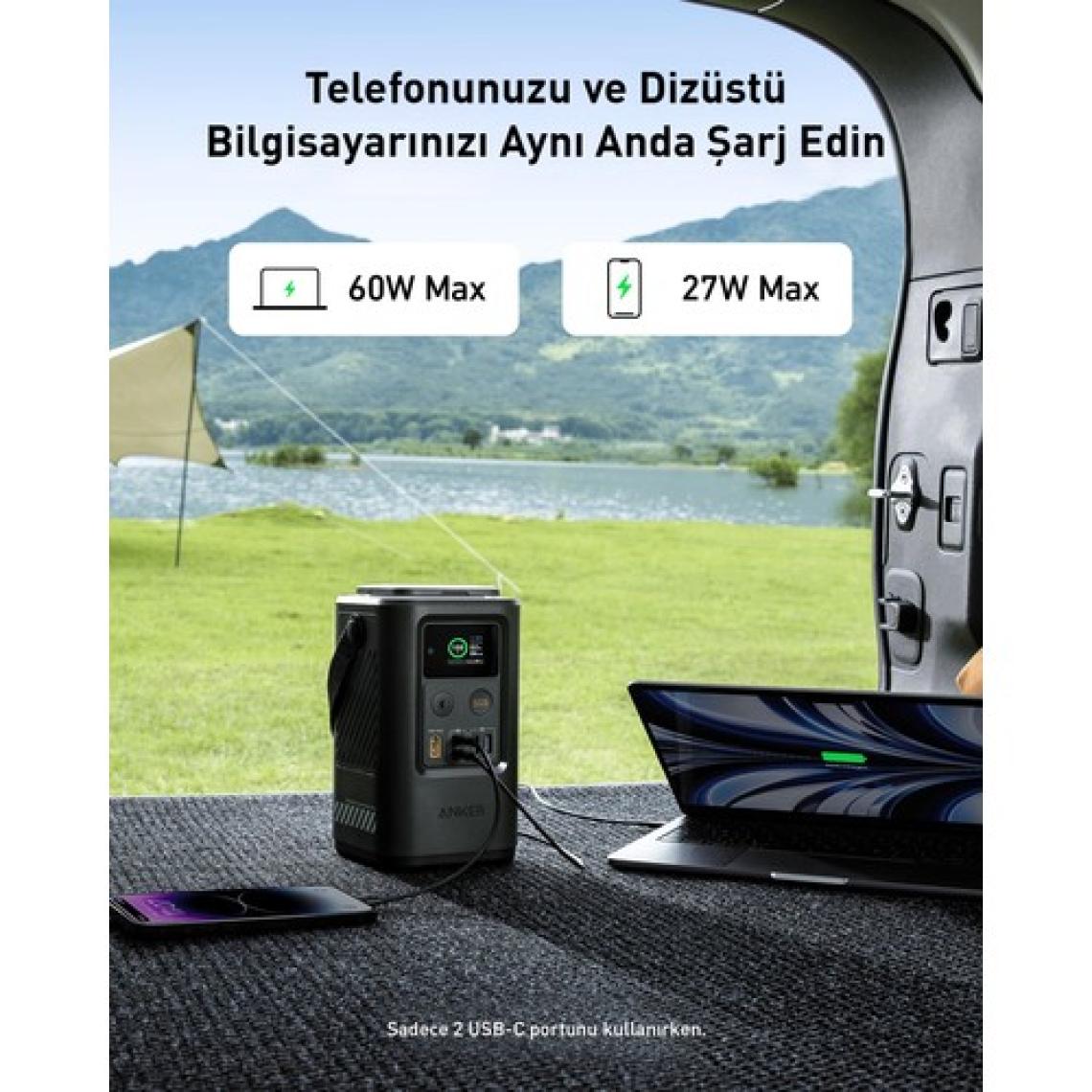 Anker 548 Powerbank 60000mAh - PowerCore Reserve 192Wh Taşınabilir Hızlı Şarj Cihazı - 60W - Solar Şarj Girişli - Siyah - A1294 (Anker Türkiye Garantili)