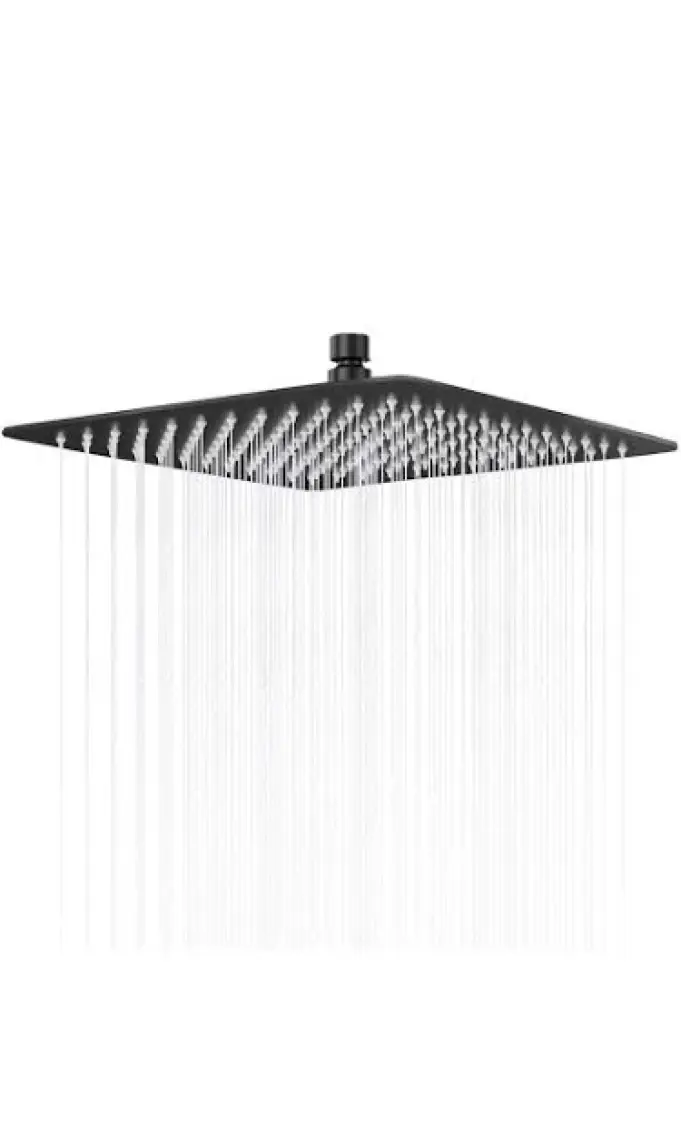 Fause Tepe Duş Başlığı Kare Slim 304 Metal 20x20 cm Siyah