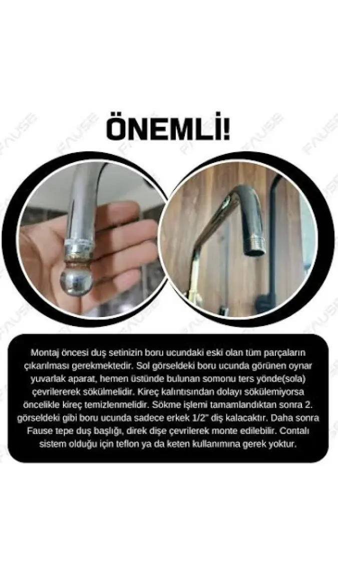 Fause Tepe Duş Başlığı Kare Slim 304 Metal 20x20 cm Siyah