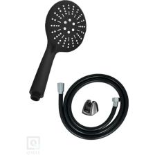 Qniay Siyah Papatya Duş Başlığı (Siyah) Pvc Duş Hortumu Duş Takımı Duş Seti