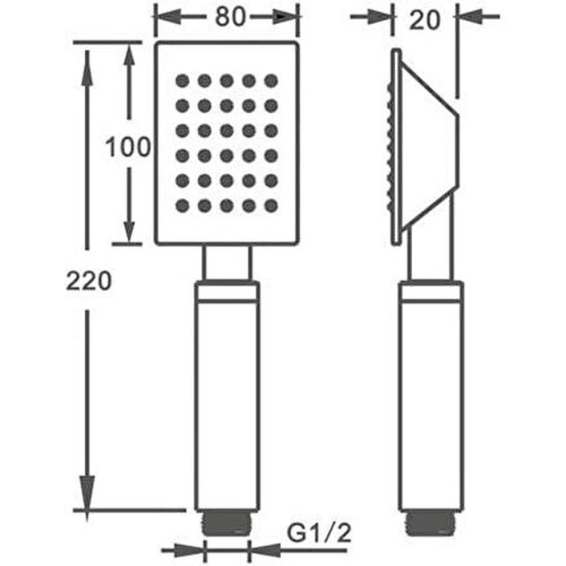 Fause El Duş Başlığı 304 Çelik Metal Kare Siyah KE104-B