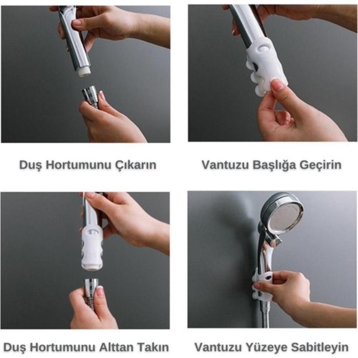 7 Vantuzlu Güçlü Banyo Duş Başlığı Tutacağı Silikon Aparat 2 Adet