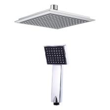 Ens Kare Tepe Duş Başlığı ve El Duşu Krom Duş Başlığı Siyah Renk Banyo Seti