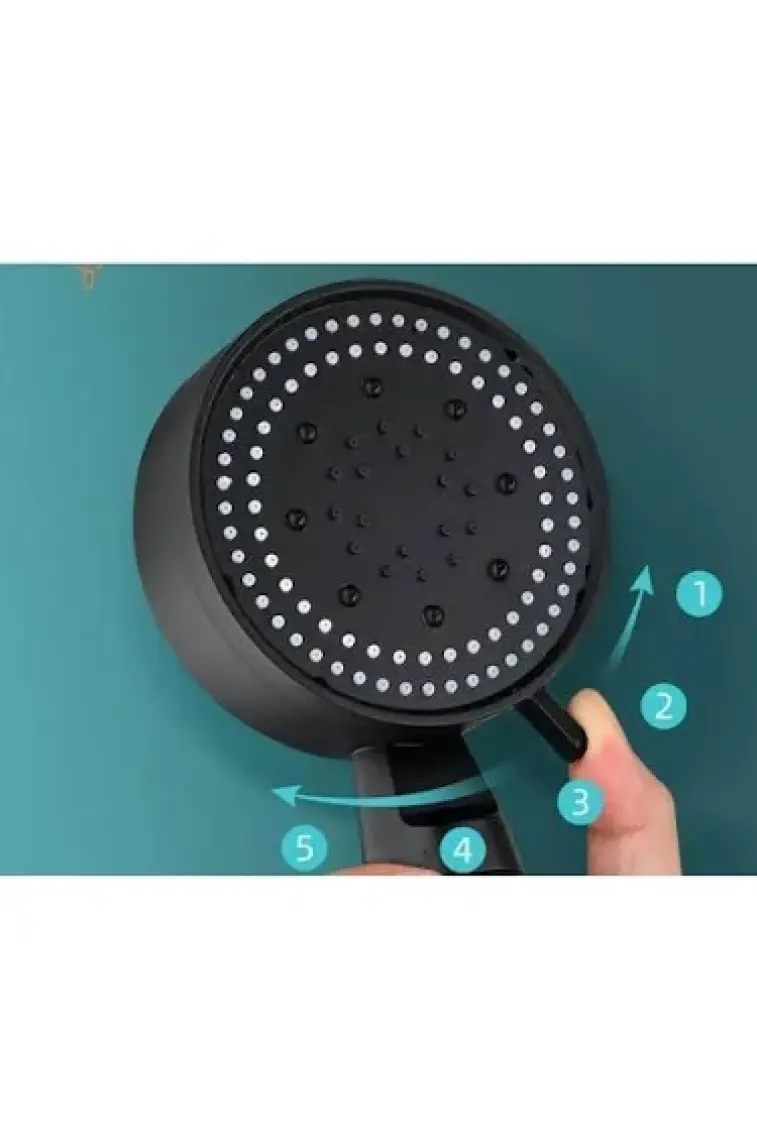 Turbo Fan Pervaneli 5 Fonksiyonlu Su Tasarruflu, Start/Stop, Duş Başlığı | Pervaneli Turbo El Duşu Siyah/Gold