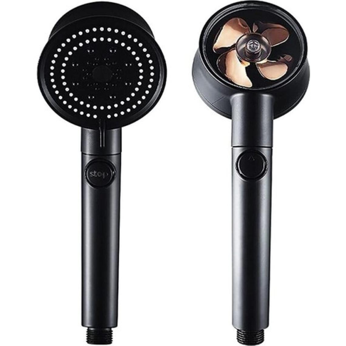 Brkyapı  Turbo Fan Pervaneli 5 Fonksiyonlu Star Stop Su Tasarruflu Duş Başlığı Pervaneli Turbo El Duşu Siyah
