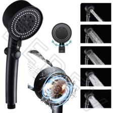 Brkyapı  Turbo Fan Pervaneli 5 Fonksiyonlu Star Stop Su Tasarruflu Duş Başlığı Pervaneli Turbo El Duşu Siyah