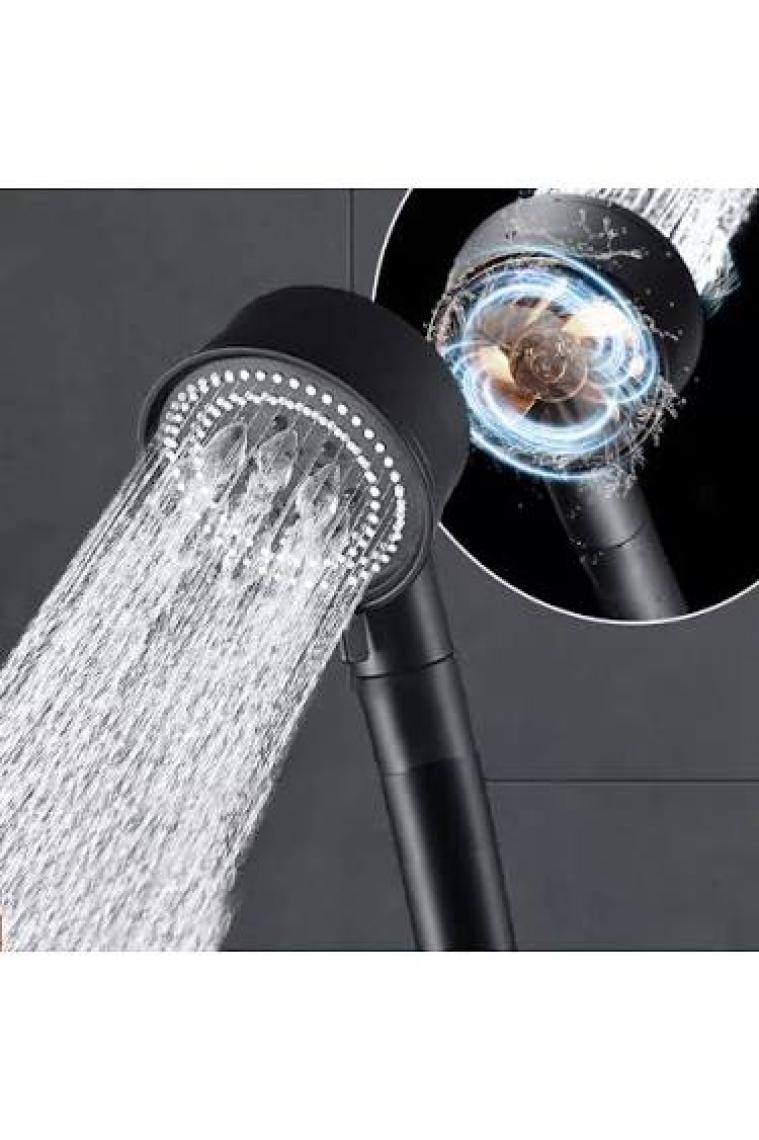 FAWER Faucet & Shower Siyah Turbo 5 Fonksiyonlu Pervaneli Duş Başlığı El Duşu