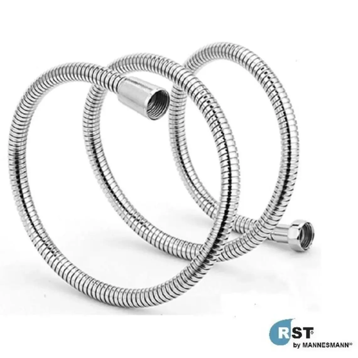 RST® Mannesmann Spiral Duş Hortumu Lüx Kromajlı 150 cm - Örgülü ve İnce Kenetli