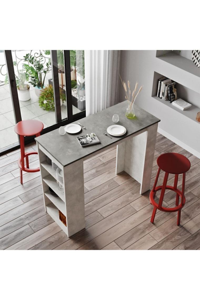 Style Bar Masası Mutfak Yemek Masası Beton-taş St1-gt