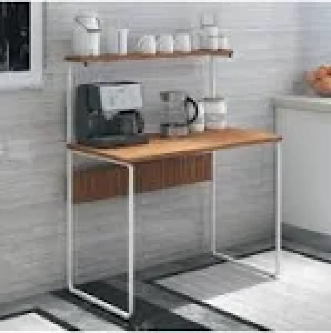 Dehalimited G Masa 100X50 Metal Iskeletli Parlak Bambu Yüzey Kahve-Çay Mutfak Masası