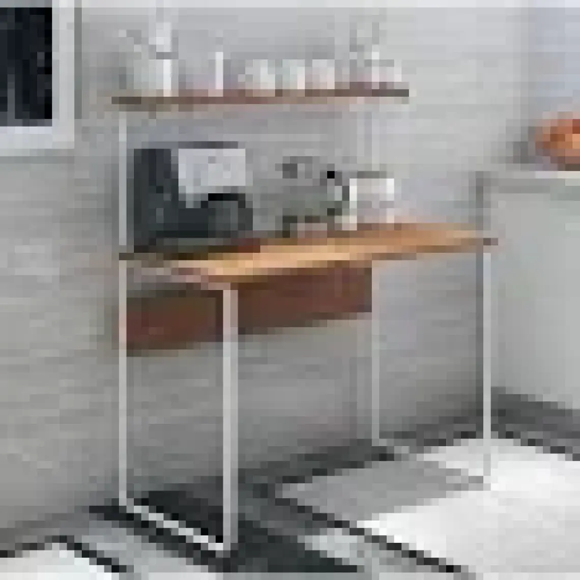 Dehalimited G Masa 100X50 Metal Iskeletli Parlak Bambu Yüzey Kahve-Çay Mutfak Masası