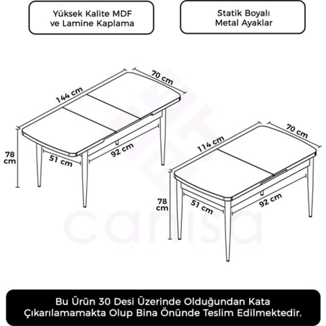Han Serisi 70X114 Açılabilir Mdf Mutfak Masası