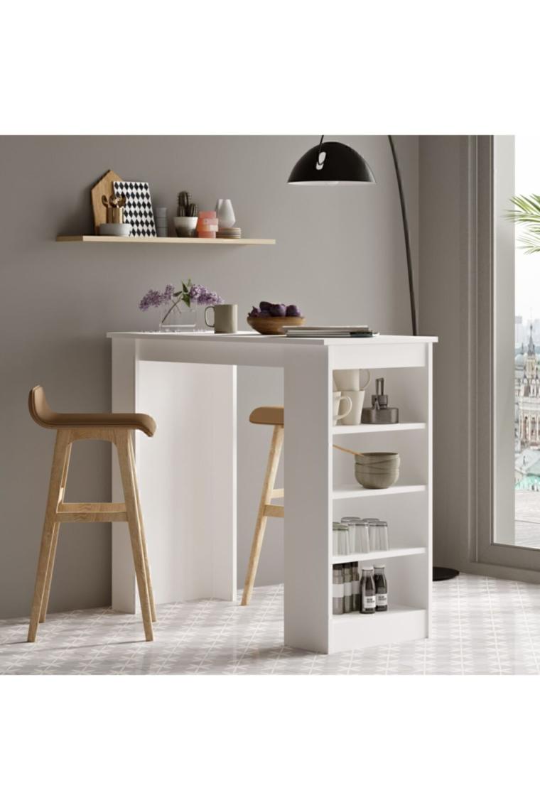 Style Bar Masası Mutfak Yemek Masası Beyaz St1-w