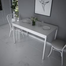 Alesta Life Beyaz Mutfak Masası, Yemek Masası, Çalışma Masası, Metal Ayaklı Masa, Bilgisayar Masası 70X120 cm
