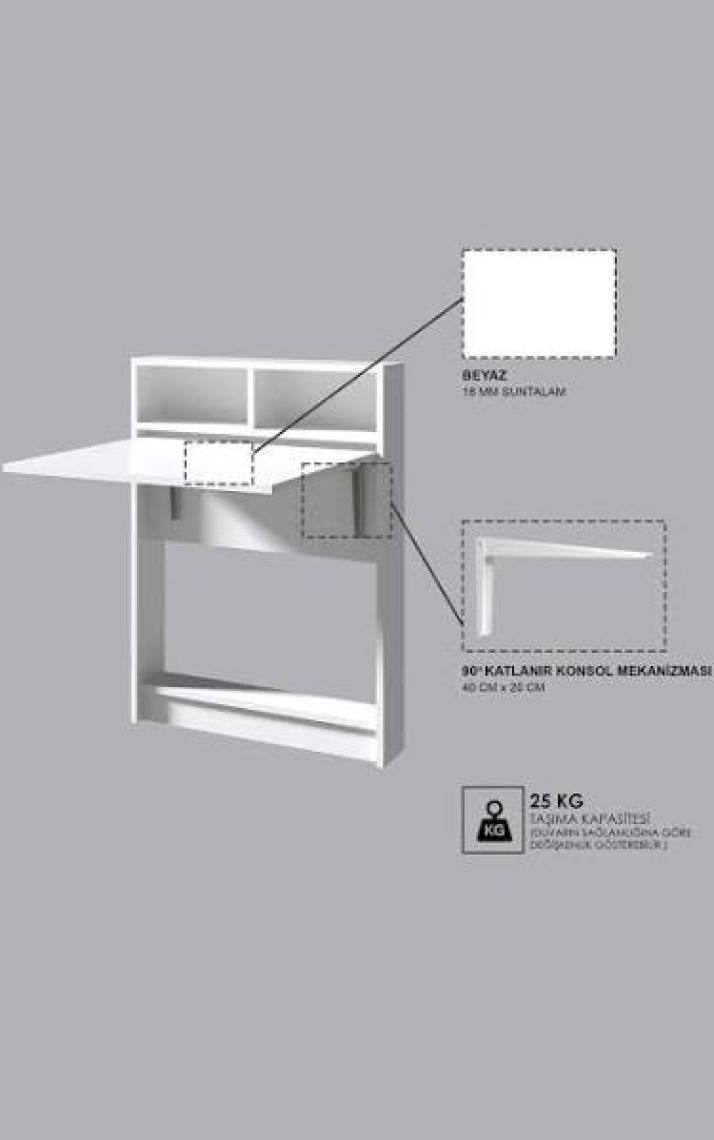 Decormet Bracked Çok Fonksiyonlu Masa Beyaz