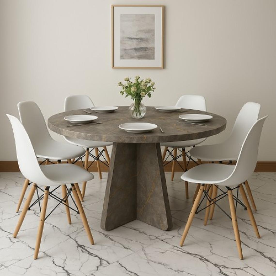 Moka Park AVM Barberon Yuvarlak Modern Dekoratif Yemek Masası Mutfak Masası