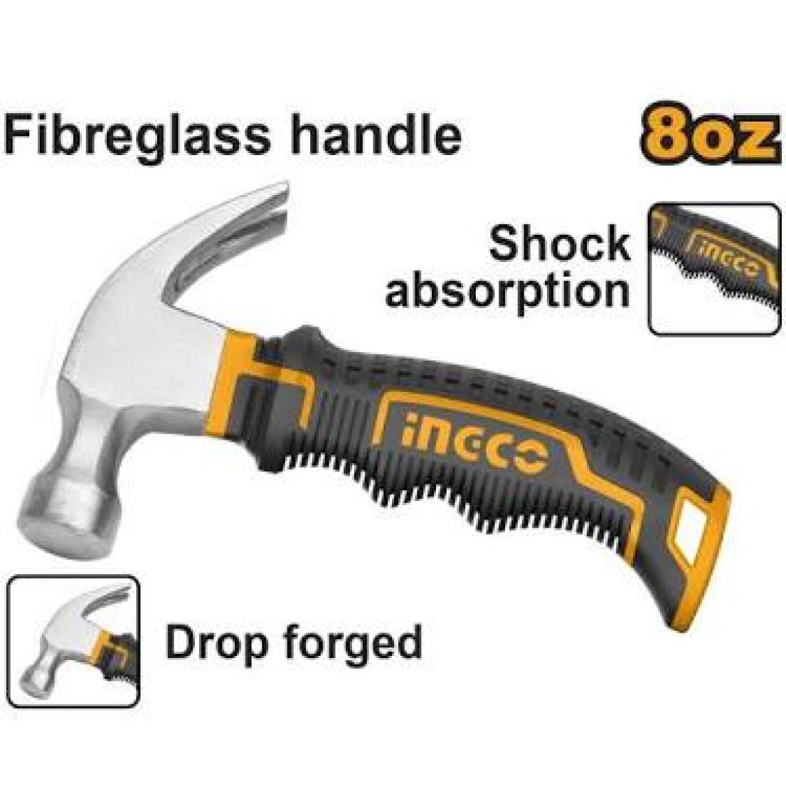 Ingco Fiberglass Saplı Mini Çatal Çekiç HMCH80808D