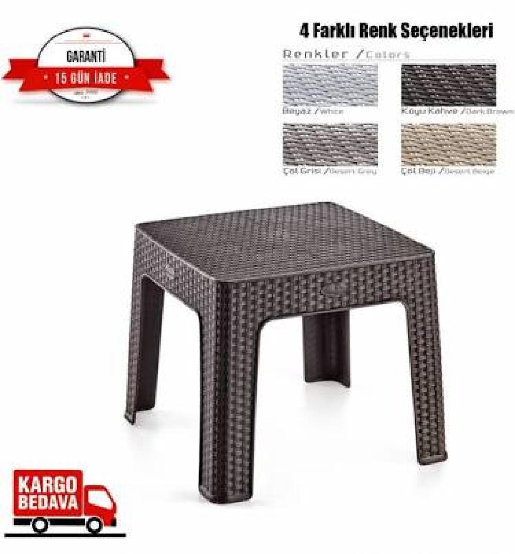 Holiday Rattan 44X44 Sehpa Beyaz H124