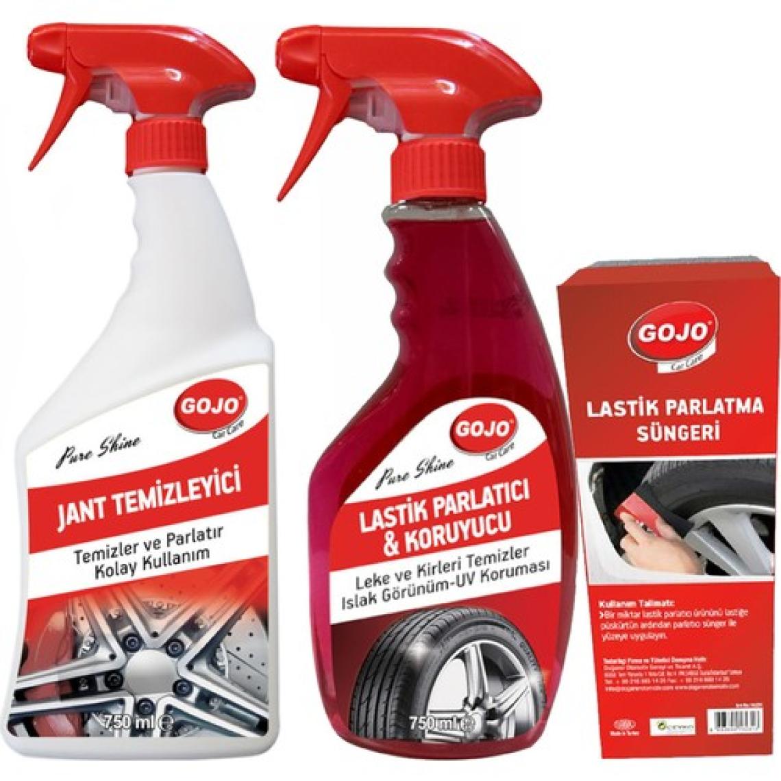 Gojo Lastik Parlatıcı 750 ml ve Jant Temizleyici 750 ml ve Lastik Parlatma Süngeri Set