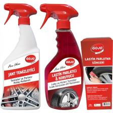 Gojo Lastik Parlatıcı 750 ml ve Jant Temizleyici 750 ml ve Lastik Parlatma Süngeri Set