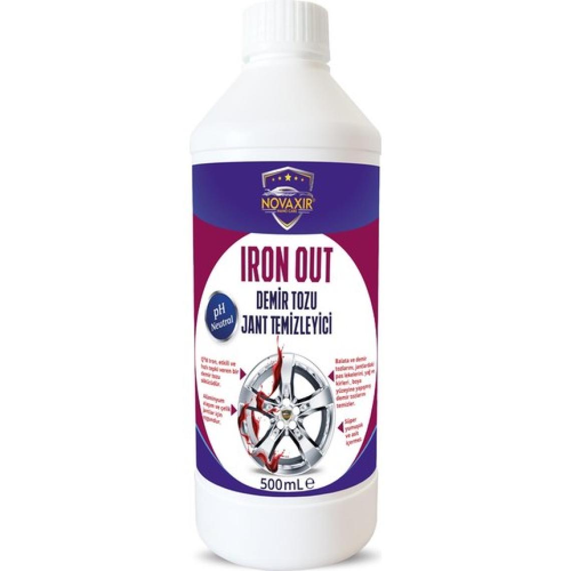 Novaxir IRON OUT DEMİR TOZU JANT TEMİZLEYİCİ, pH Nötr, 500 mL NvIR500, Konsantre, Yüksek Kalite