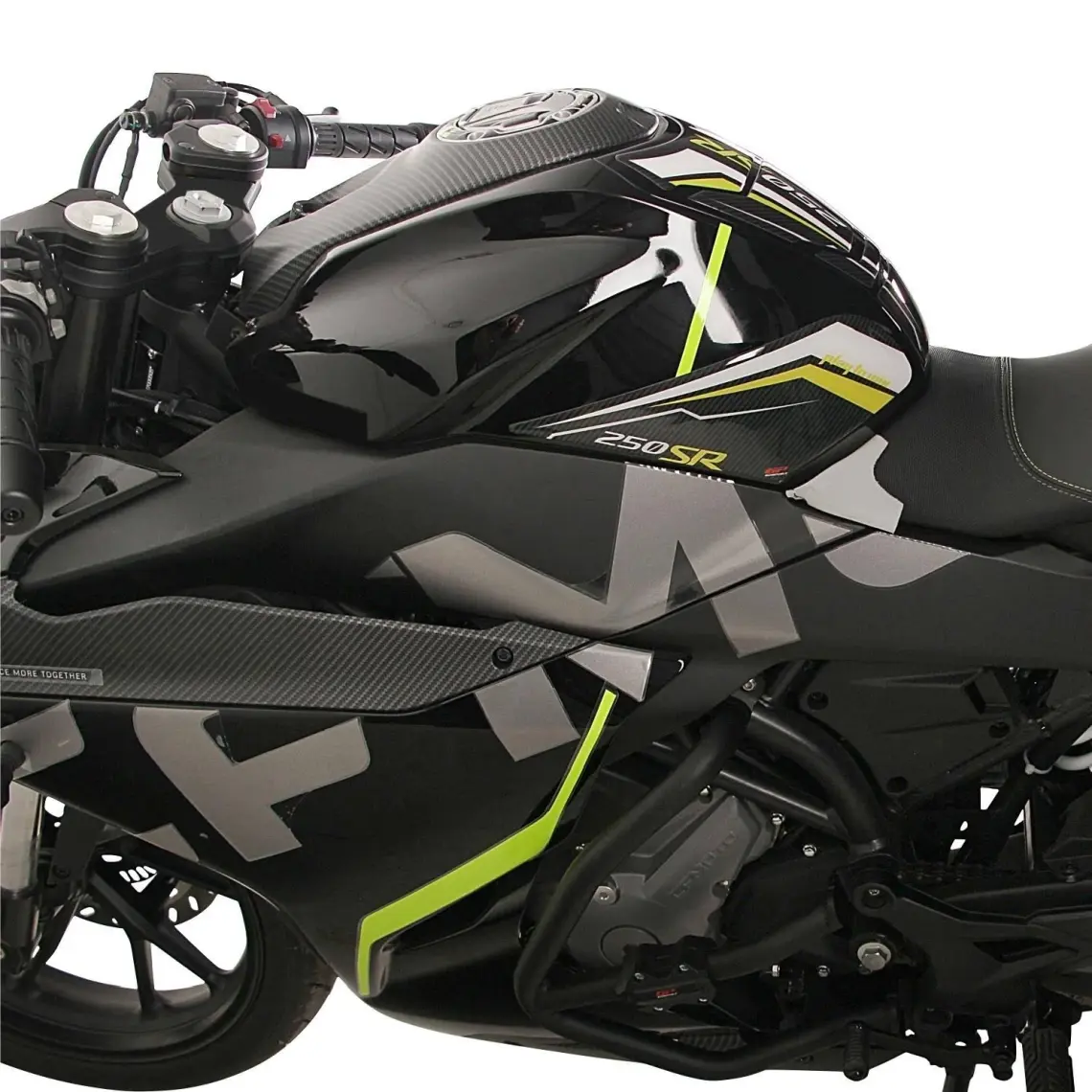 GP Kompozit CF Moto 250 SR 2020-2024 Uyumlu Tank Pad Seti Siyah - Kırmızı