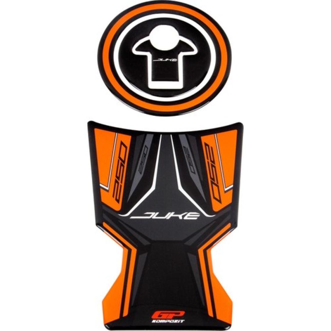 GP Kompozit KTM Duke 250 2017-2023 Uyumlu Tank Pad Siyah-Turuncu