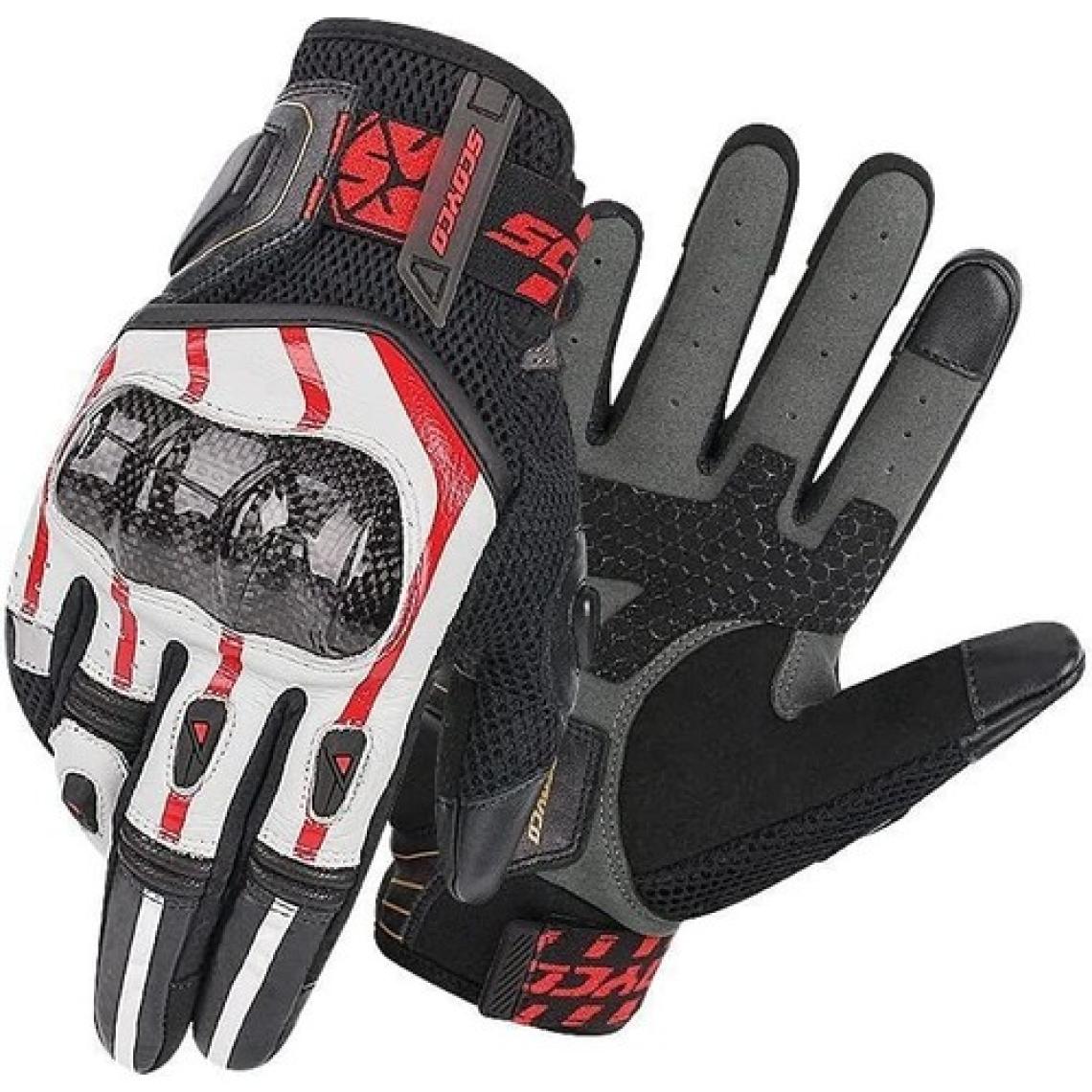 Scoyco MC109 Karbon Fiber Korumalı Yazlık Eldiven (Kırmızı-Beyaz-Siyah)