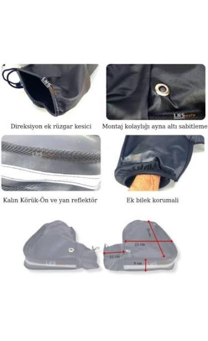 Motolinas Lns Vitesli Motosiklet Reflektörlü El Koruma Rüzgarlık Kalın Model
