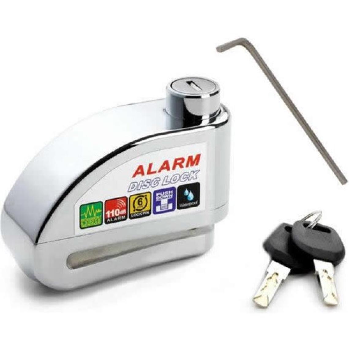 Monero Düz Anahtarlı  Motosiklet Disk Kilidi Krom 110 Db Alarm