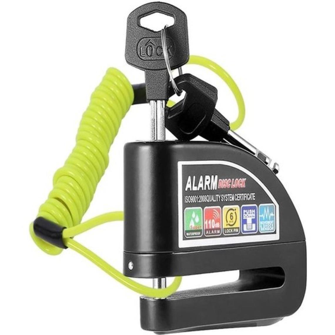 Deanb Hatırlatma Kablolu 110DP Alarm'lı Su Geçirmez 7mm Çelik Pim Motor Motosiklet Kilidi Disk Firen Kilit